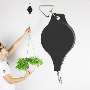 Color: Black Ochoos Retractable Hook Easy Reach Pull Down Hanger Pulley Plant Flowerpot Hanging Hook Garden Tool 